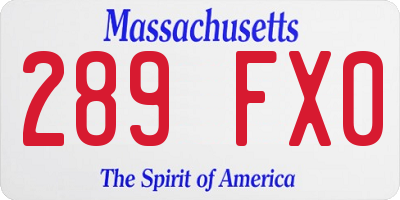 MA license plate 289FX0