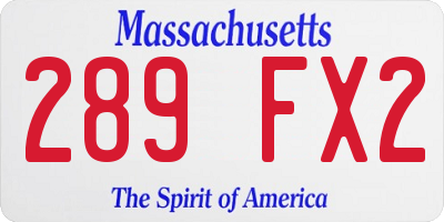 MA license plate 289FX2
