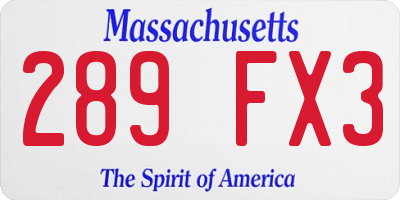 MA license plate 289FX3