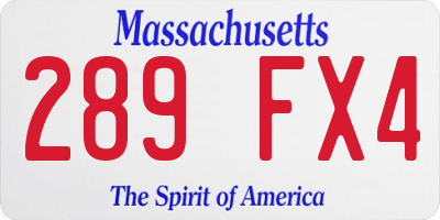 MA license plate 289FX4