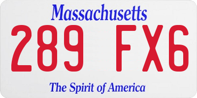 MA license plate 289FX6