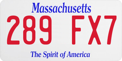 MA license plate 289FX7