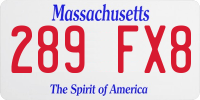 MA license plate 289FX8