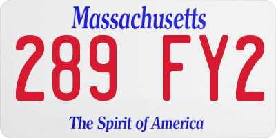 MA license plate 289FY2