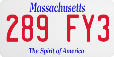 MA license plate 289FY3