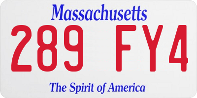 MA license plate 289FY4