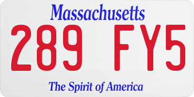 MA license plate 289FY5