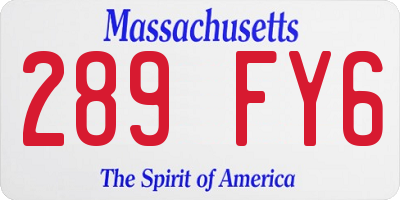 MA license plate 289FY6