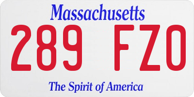 MA license plate 289FZ0
