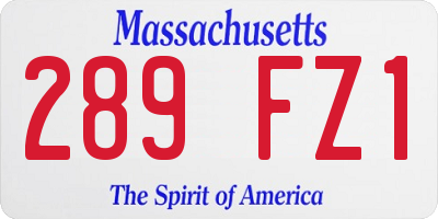 MA license plate 289FZ1