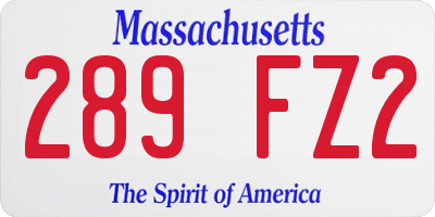 MA license plate 289FZ2