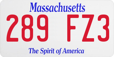 MA license plate 289FZ3