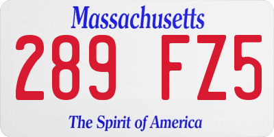 MA license plate 289FZ5