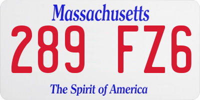 MA license plate 289FZ6
