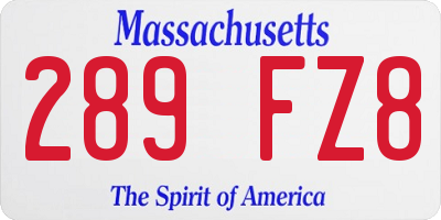 MA license plate 289FZ8