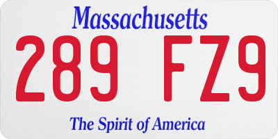MA license plate 289FZ9
