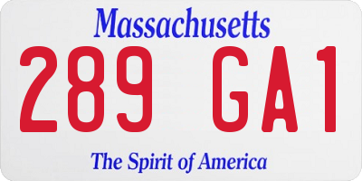 MA license plate 289GA1