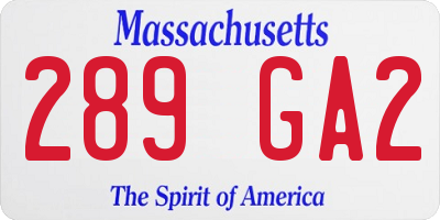 MA license plate 289GA2
