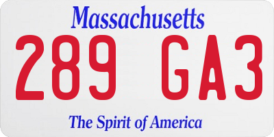 MA license plate 289GA3