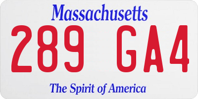 MA license plate 289GA4