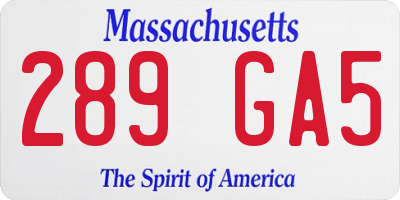 MA license plate 289GA5
