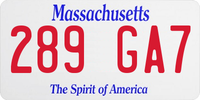 MA license plate 289GA7
