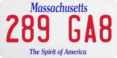 MA license plate 289GA8