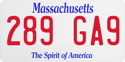 MA license plate 289GA9