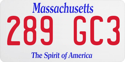 MA license plate 289GC3