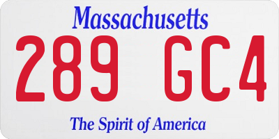 MA license plate 289GC4
