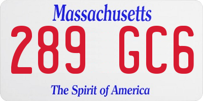MA license plate 289GC6