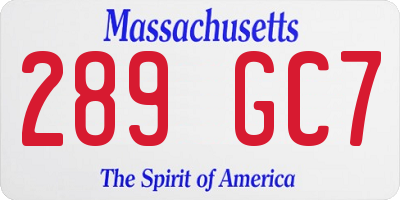 MA license plate 289GC7