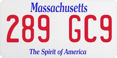MA license plate 289GC9