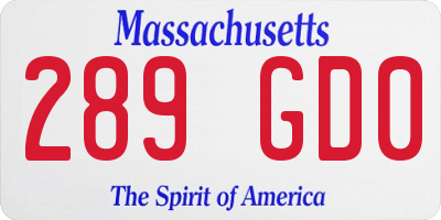 MA license plate 289GD0