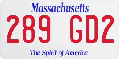 MA license plate 289GD2