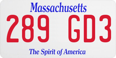 MA license plate 289GD3