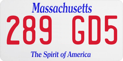 MA license plate 289GD5