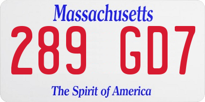 MA license plate 289GD7