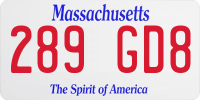 MA license plate 289GD8