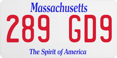 MA license plate 289GD9