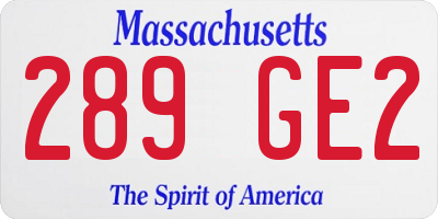 MA license plate 289GE2