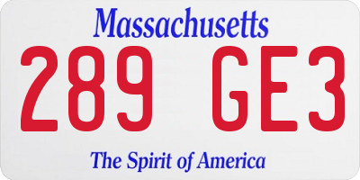 MA license plate 289GE3