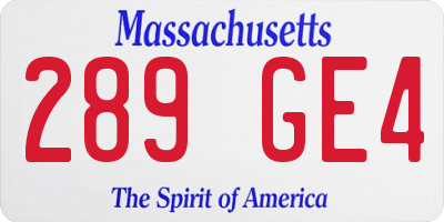 MA license plate 289GE4