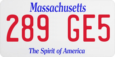 MA license plate 289GE5
