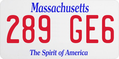 MA license plate 289GE6