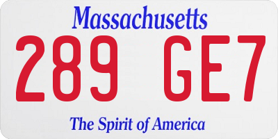 MA license plate 289GE7