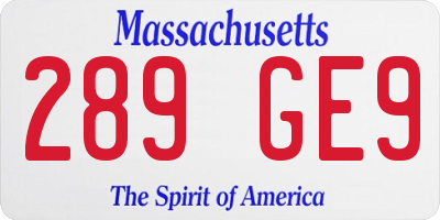 MA license plate 289GE9