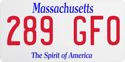 MA license plate 289GF0