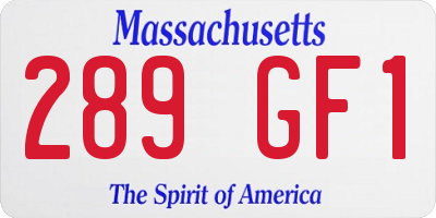MA license plate 289GF1