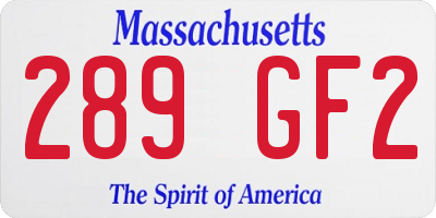 MA license plate 289GF2